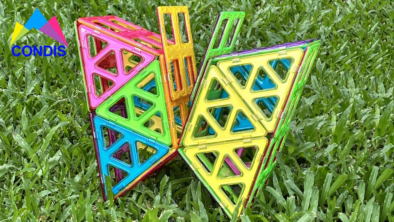 CONDIS Magnetische Bausteine 72 Teile Mega Set - XXL(2×)& Standard Blöcke, Fensterkarten, Mint Lernspielzeug ab 3+ für Zuhause & Kindergarten mit Stoffsack - Condistoys